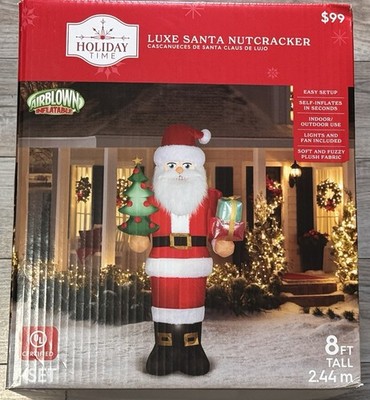   8 Ft Santa Inflatable Xmas Holding Christmas  Tree Luxe Holiday Nutcracker 
