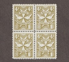 MALTA - MNH BLOCK OF FOUR POSTAGE DUES