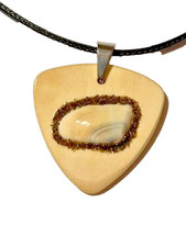 Custom Hand Crafted Holly Wood Pick Necklace. USA Made