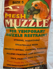 Dog Mesh Muzzle 48-60 lbs Black Top Paw Size 5 Canine Temporary Restraint