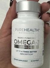 Pure Health Research Omega-3 Fish Oil NANO POWERED 60 Softgels 4x Better Absorp