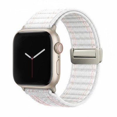 Smartwatch Armband für Apple Watch Series 8 41mm Nylon Textil Band Magnet Weiß