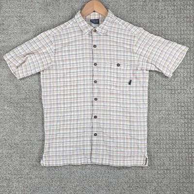 Patagonia Mens A/C Shirt Medium Organic Cotton Short Sleeve Plaid Button Down