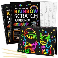 Mocoosy 3-Pack Rainbow Scratch Art Notebooks - Spiral Bound Magic Paper Pad