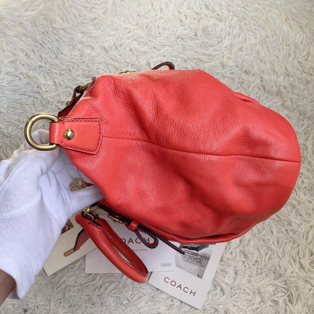 COACH Tote bag Red Leather 2way Shoulder bag Zip Old Vintage From Japan thumbnail 23