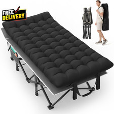 32In XXL Folding Camping Cot 900LBS Heavy Duty Sleeping Cot with Pillow Mattress