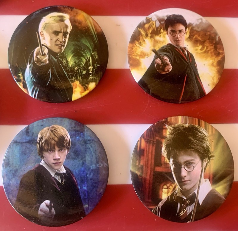 Harry Potter Button Pins - Lot of 4 Wizards Draco