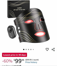 LenGen LED Light Therapy Face Mask, Wireless Rechargeable, Black