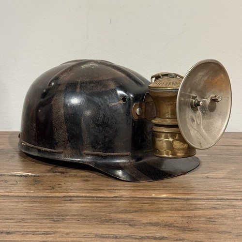 MSA Comfo-Cap Tiger Stripe Low Vein Coal Miner Helmet Auto-Lite Carbide Lam