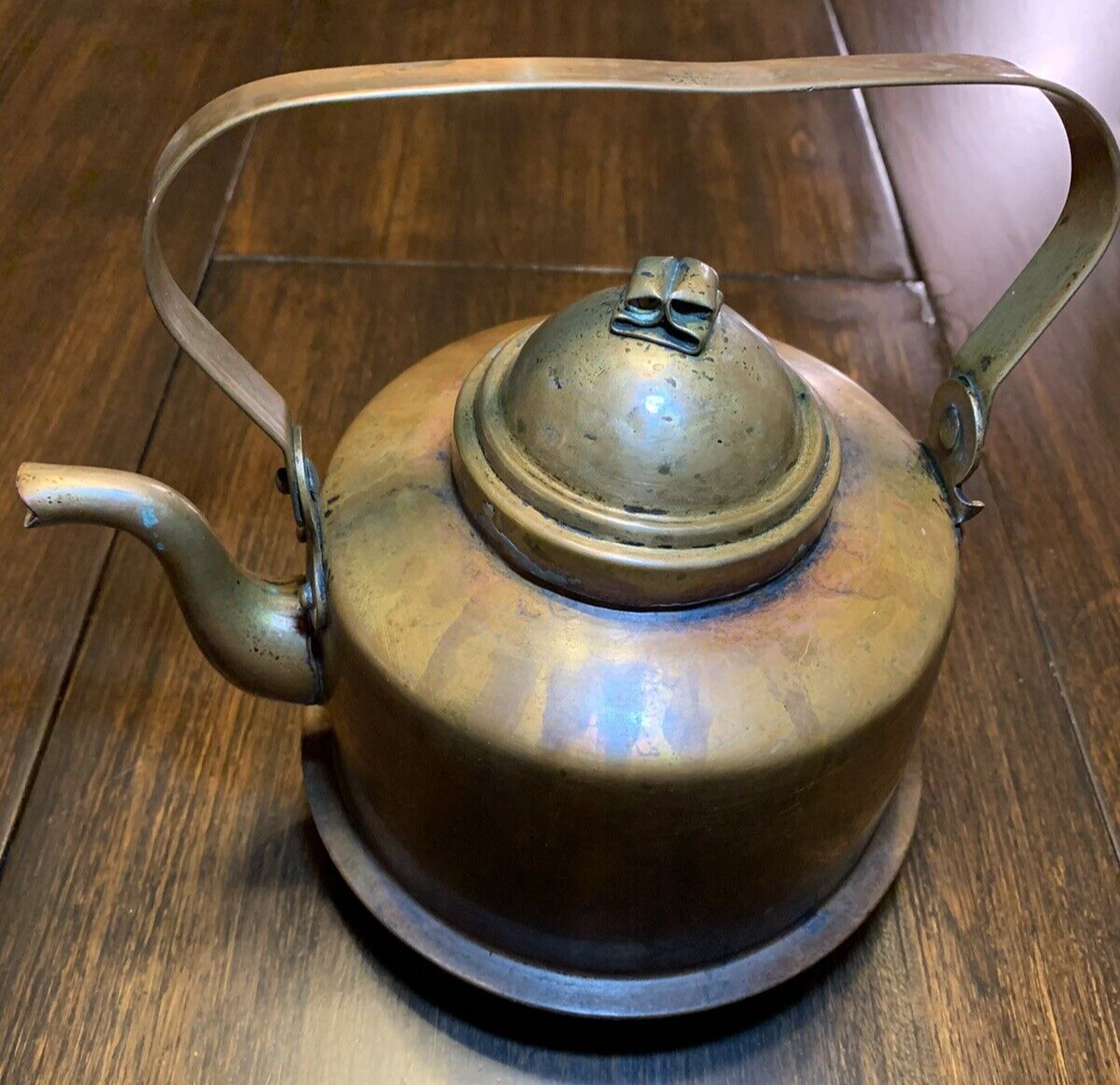 Antique Skultuna 1611 Swedish Copper Tea Kettle Flanged Pot