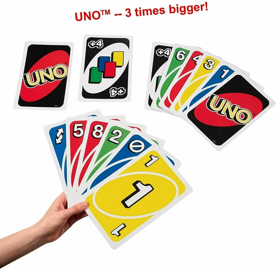 Mattel Games UNO Classic Giant Card Game GPJ46 Family Card Game Oversized Cards - Image 3 of 4