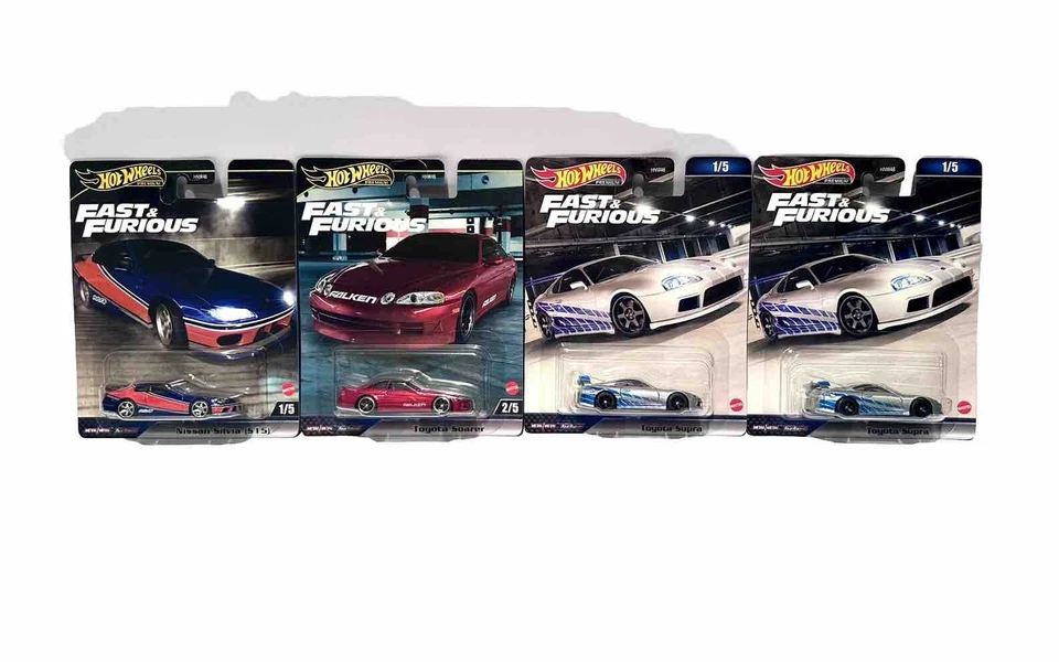 LOTE DE 4 Hot Wheels Premium Fast & Furious Toyota Supra Soarer Nissan Silvia S15 Foto 2 de 4