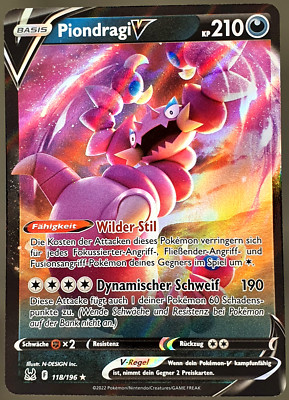 Piondragi V Pokemon Karte 118/196 Verlorener Ursprung Full Art Deutsch Near Mint