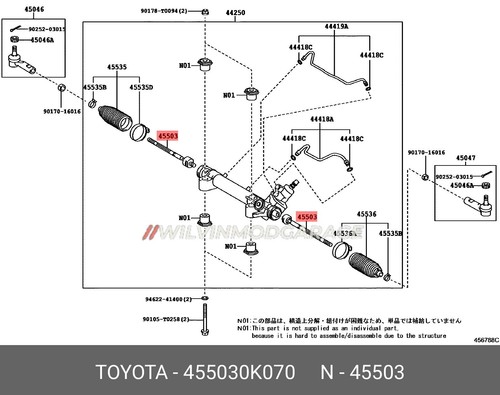 2 Pcs Genuine Long Tie Rod Rack End Toyota Hilux 2015-2023 45503-0K070 OEM - Imagen 5 de 6