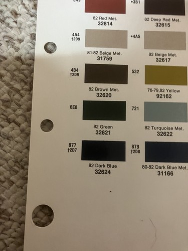 1982 ACME JAPANESE CAR COLORS PAINT CHIP SWATCH SHEET Toyota Collector, Vintage - Picture 9 of 24