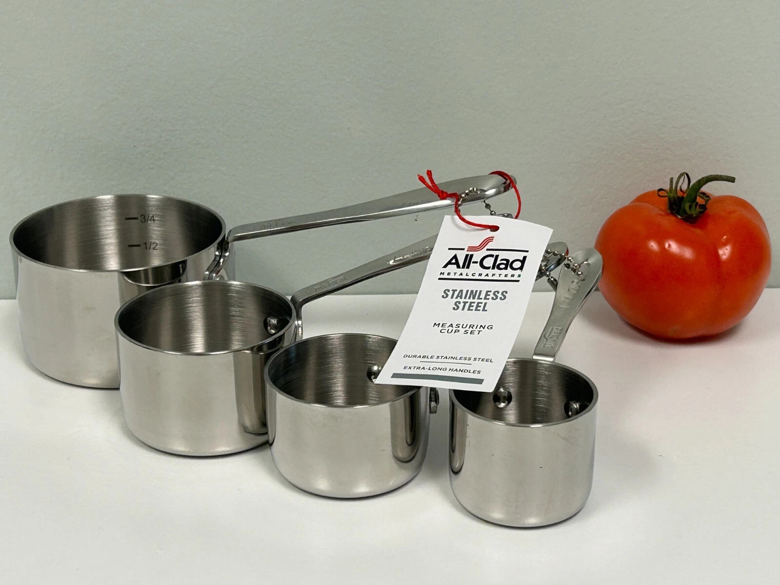 All-Clad Stainless Steel Measuring Cups 4 pc Set. NEW!
