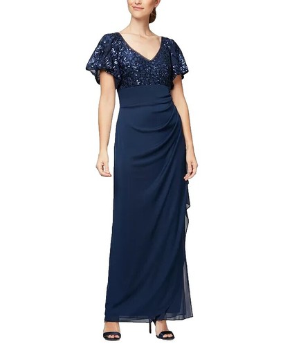 alex evenings electric blue dress Alex Evenings 8160502 Long Ruffle Formal Bolero Jacket Dress main image 0