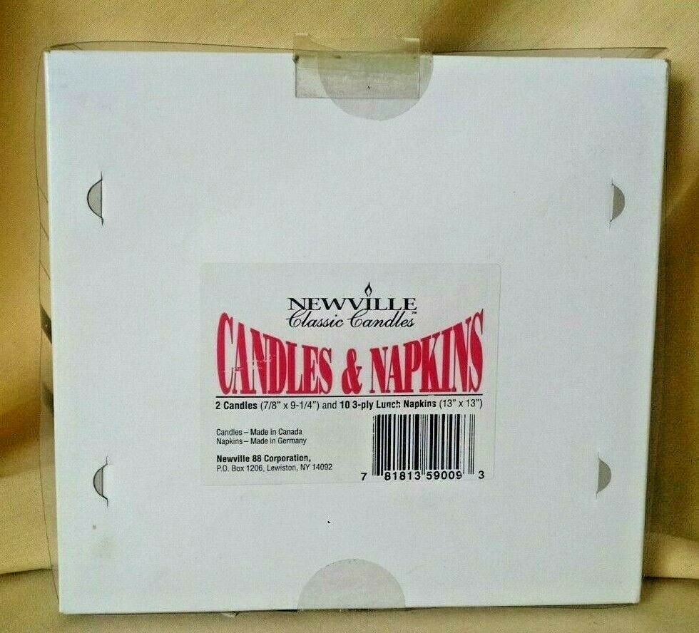 CANDLE NAPKIN SET NEWVILLE CLASSIC CANDLES NOS NEW PAIR GREEN 10 LUNCH