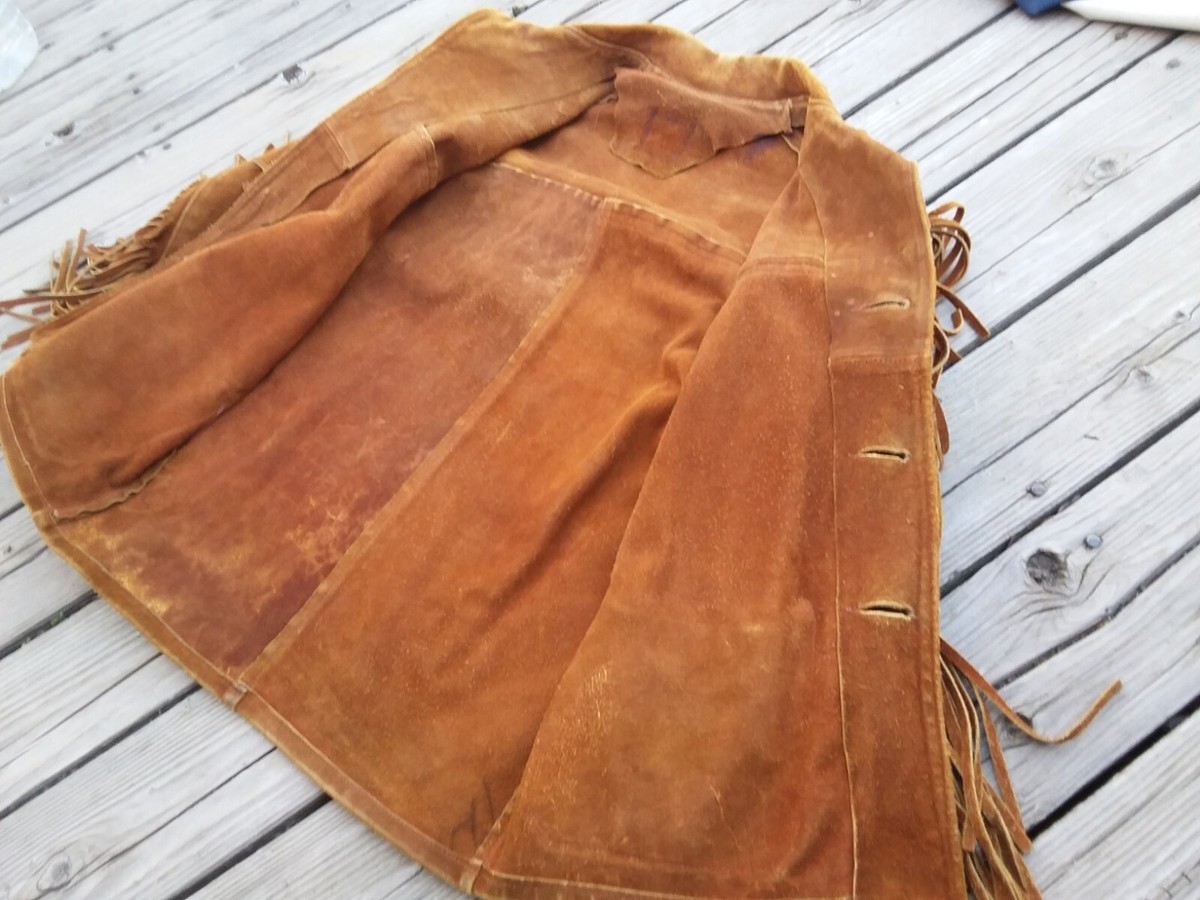 Vintage Native American Leather Fringe Jacket Indian Western