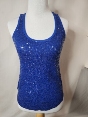 EXPRESS Women s XS Extra Small Sequence Lace Tank Stop Royal Blue