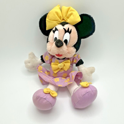 RARE Vtg Applause Disney Minnie & Me Mouse Plush Doll Purple/Yellow Dress Bow 8''