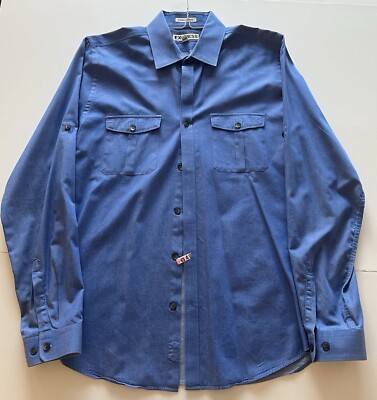 Express Dress Shirt Mens 16-16 1/2 Large Blue Extra Slim Fit Double Chest  Pocket | eBay