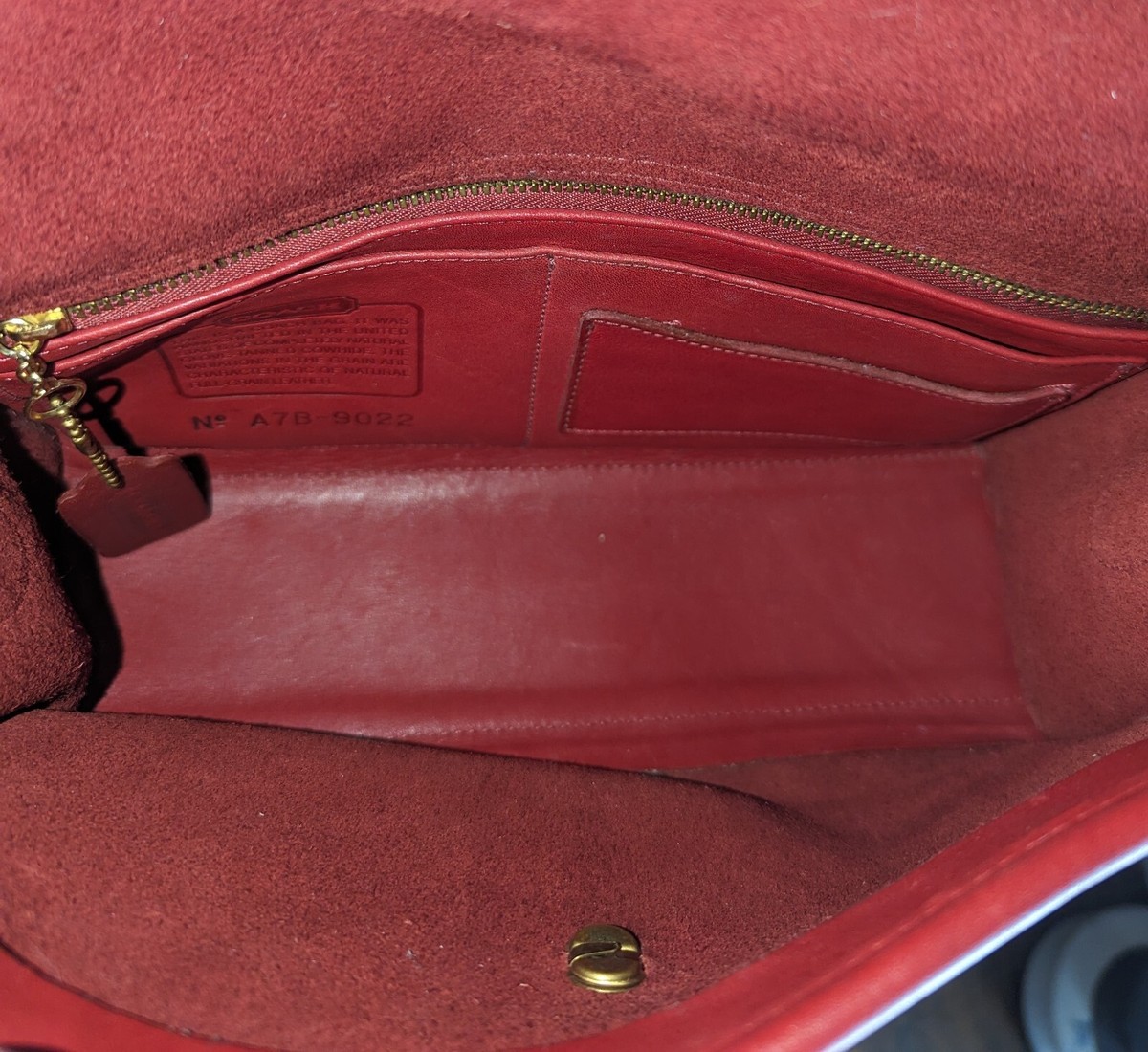 Vtg 1997 COACH Red Leather METROPOLIS FLAP Shoulder Bag Or