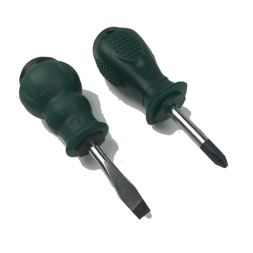 2pcs Short Stubby Metal Slotted Screwdriver Ultrashort Screw Driver Hand Tool - Image 2 of 4