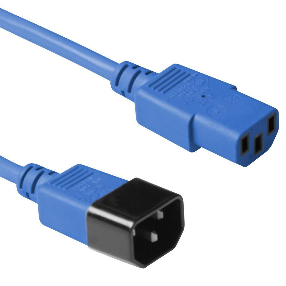 MicroConnect Blue power cable C14F to  C13M, 0,9M