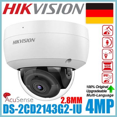 Hikvision DS-2CD2143G2-IU 4MP AcuSense CCTV Dome PoE IP Kamera Built-in Mic IK10