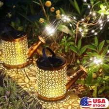 Solar LED Watering Can Fairy String Lights Outdoor Garden Yard Art Decor Lamps