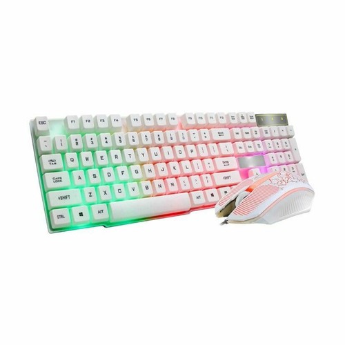 keyboard wireless Colorful Crack LED Illuminated Backlit USB Wired Rainbow Gamin - Picture 8 of 9
