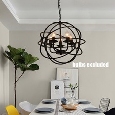 Metal Orb Chandelier Globe Light Sphere Hanging Fixture Ceiling