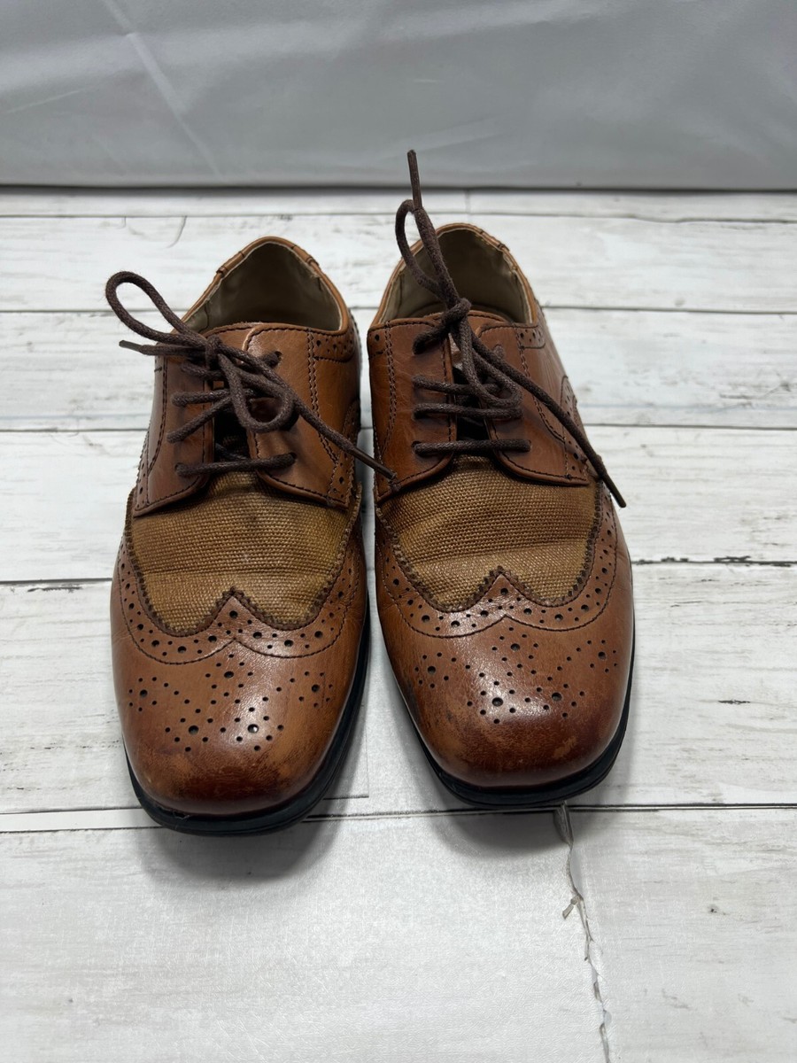 Florsheim 16574-964 Boys Brown Leather Wingtip Lace Up Dress  display picture 3