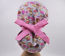 Scrub hats, nurse scrub cap, womens surgical hat, ponytail scrub cap mushrooms