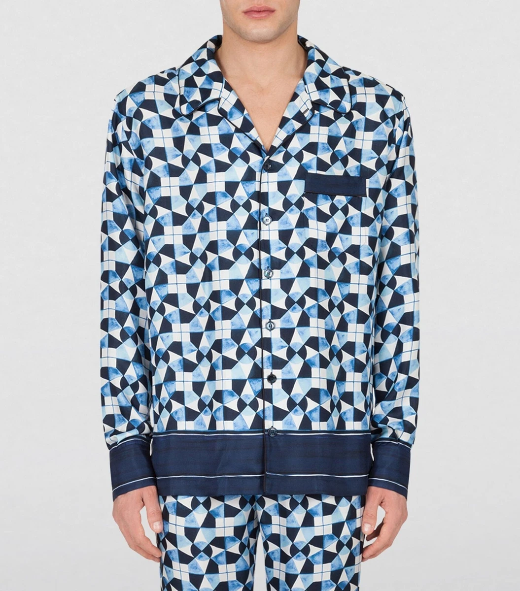 DOLCE GABBANA Silk Majolica Print Pyjama Shirt Sz 40 Top Only eBay