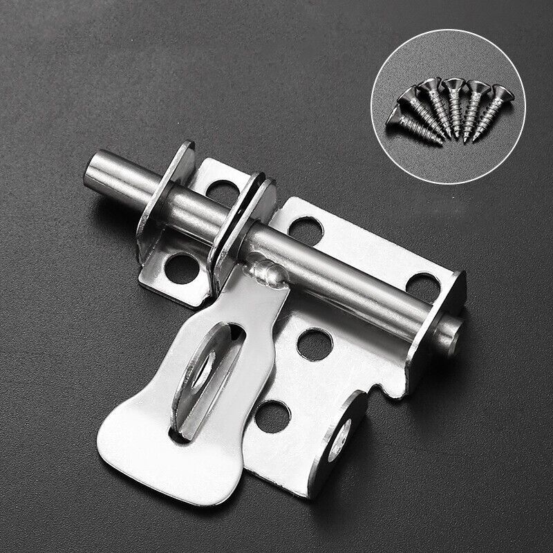 Wooden Door Latch Stainless-Steel Lock-Hasp Sliding Bolt Safety Hardware Set