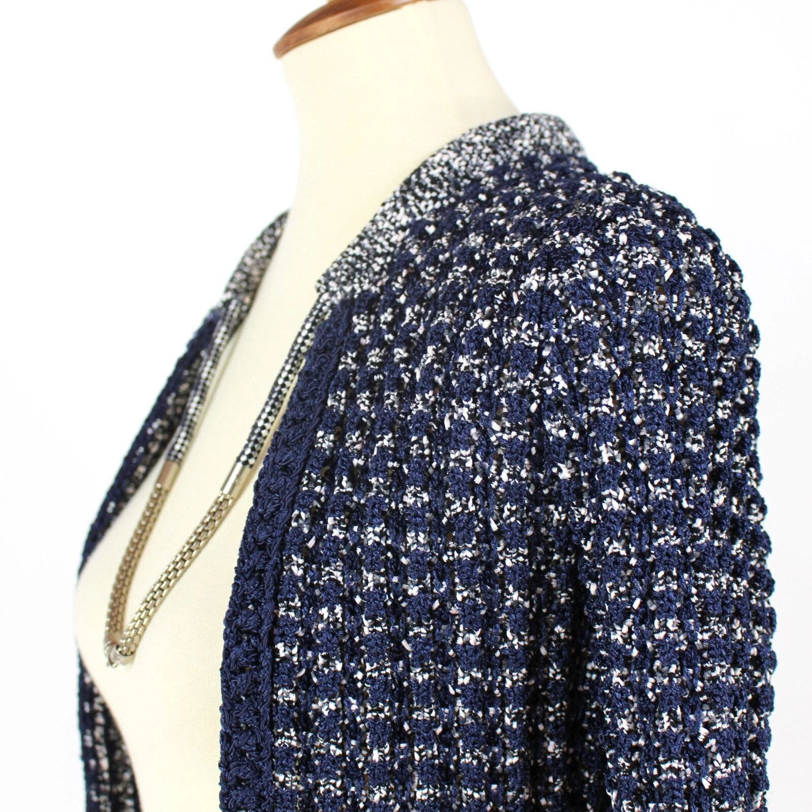 Maglione Chanel 2012 maglia tuta blazer bordo catena aperto davanti cardigan giacca tg 38