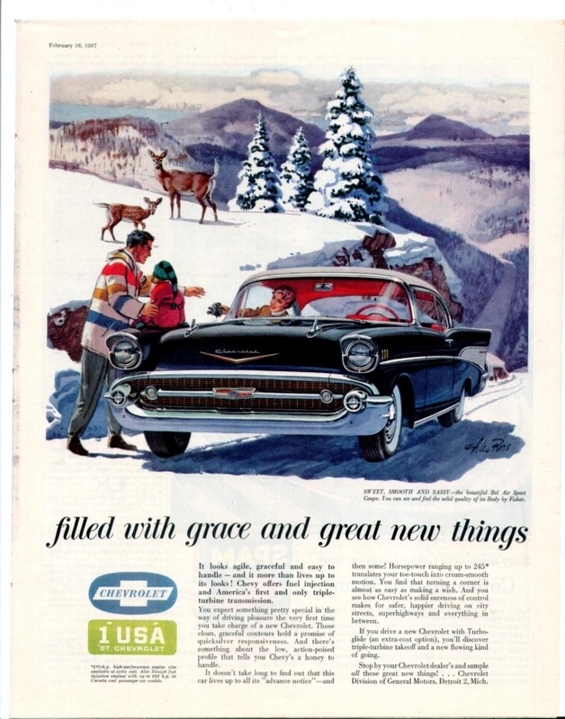 1957 BEL AIR CHEVROLET Original Vintage Color Promo Ad