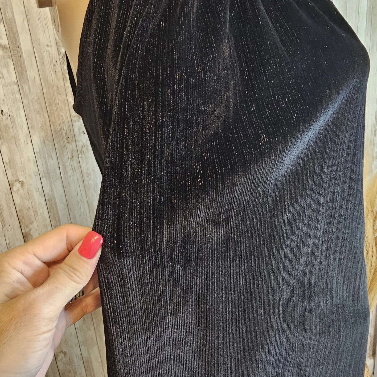 Abito donna Michael Kors smanicato catena cinturino velluto metallizzato TG XS nero