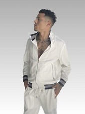 Men's Manzini White Navy Mesh Casual Tracksuit Outfits Sets NWT