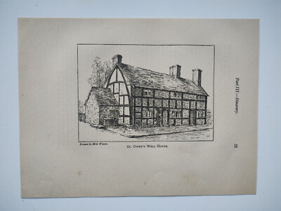 St Owen's Well House, Much Wenlock - Antique Print - 1914