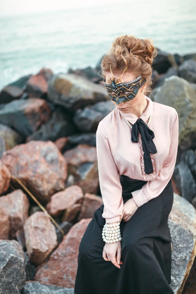 Handmade Masquerade Mask with Spider - Image 2 of 3