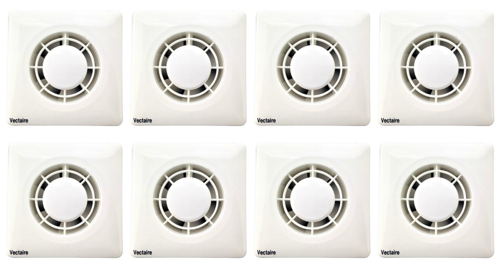 8 x Vectaire A10/4 Extractor Fans for 4""/100mm duct (NO Timer)