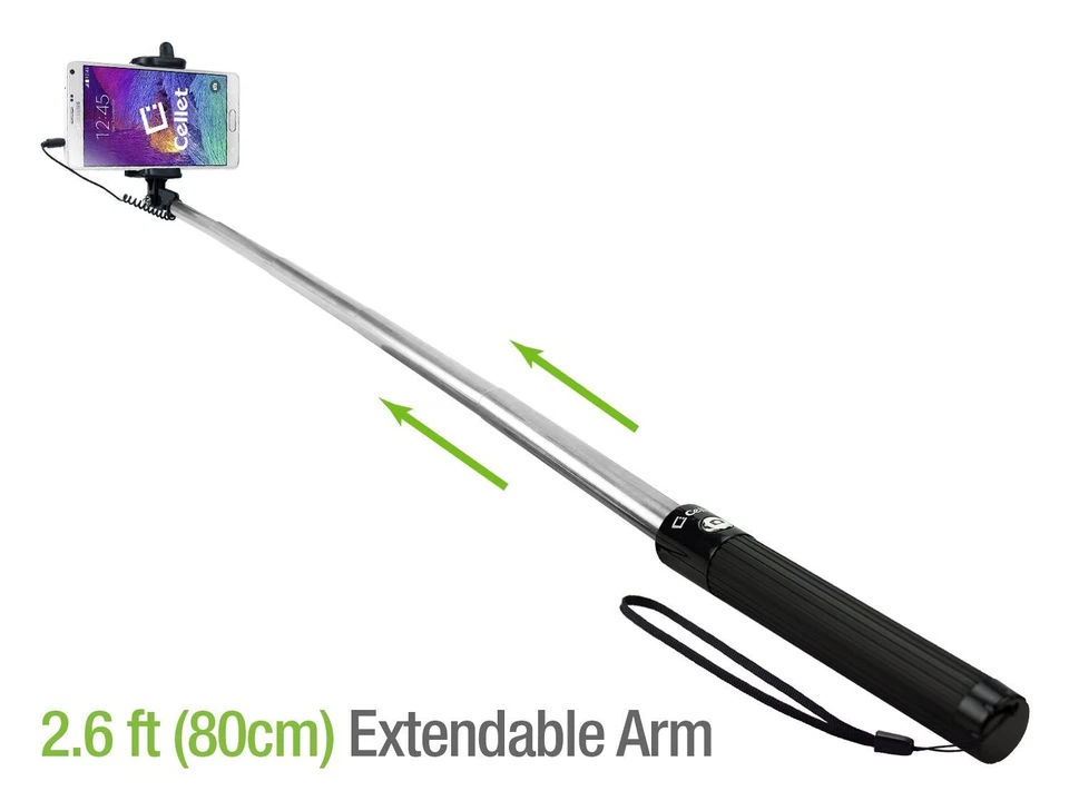 NEW Cellet Selfie Stick Extendable Wired Aux Cable with shutter button Black#526 - Image 3 of 4