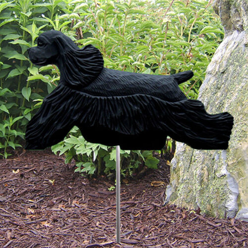 Figurine peinte à la main noire American Cocker Spaniel Outdoor Garden Dog Sign - Photo 1/1