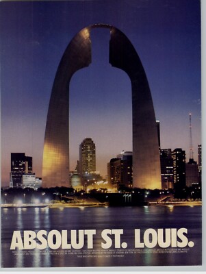 1996 Absolut St. Louis Arch With Vodka Bottle shape vintage Print Ad