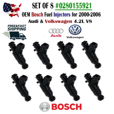 OEM BOSCH set of 8 Fuel Injectors for 2000-2006 Volkswagen&Audi 4.2L #0280155921