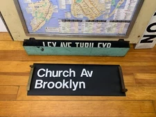 NYC SUBWAY 2 LINE ROLL SIGN CHURCH AVENUE BROOKLYN IRT NOSTRAND AVENUE ERASMUS