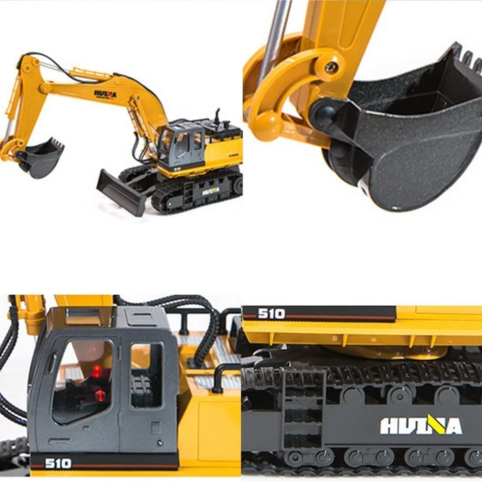 HUINA 1510 1:16 2,4G 11CH Escavatore Ruspa Elettrica 11 Canali LUCI Suoni RC RTR - Immagine 4 di 4